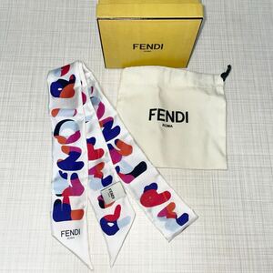 即決！美品■FENDI フェンディ ラッピー リボン　スカーフ■レディース マルチカラー 箱付き