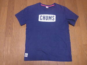 245-29/CHUMS/チャムス/フェルトロゴ/ボックスロゴ/Tシャツ/M/ネイビー