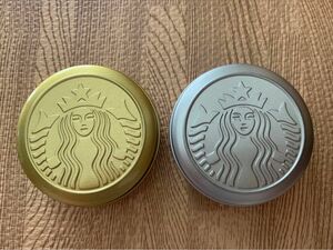 【美品・未使用】スターバックス缶 ゴールド＆シルバー ２個組 Starbucks