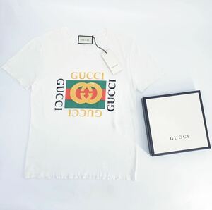 未使用 タグ 箱付き GUCCI グッチ インターロッキングG Tシャツ ロゴ ホワイト 