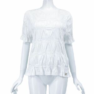 極美品 CHANEL シャネル 現行 2021年 Tシャツ ココマーク p71037k10173全面ロゴ ホワイト レディース M 