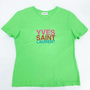 美品 Yves saint Laurent イヴサンローラン Tシャツ ロゴ グリーン M