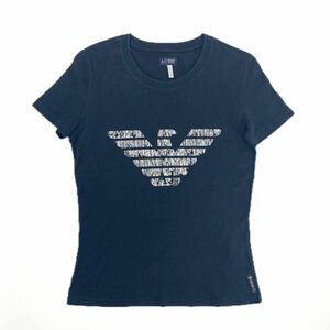 美品 AJ ARMANI JEANS アルマーニ Tシャツ ロゴ ブラック レディース 38