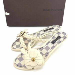 美品 LOUIS VUITTON ルイヴィトン ダミエ サンダル 靴 金具 ロゴ CL 0048 レディース 36