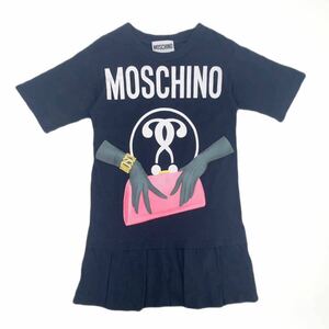 MOSCHINO モスキーノ ワンピース バック柄 ロゴ ブラック 半袖 レディース 38