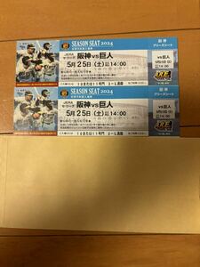 【通路側】5月25日（土曜日）　阪神VS巨人　甲子園　チケット　ブリーズシート　ペアチケット