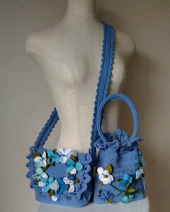  shoulder * pouch 2 point set blue ami laine