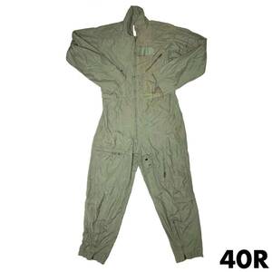 COVERALLS FLYERS SUMMER FIRE RESISTANT CWU-27/P 40R SG ① (検 米軍実物放出品 陸上自衛隊 ノーメックス フライヤーズ つなぎ 難燃 FR