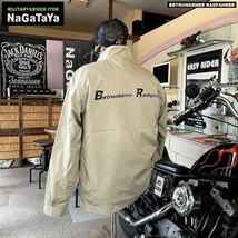 BETRUNKENER RADFAHRER ベェトォンナ ラドファ T/C スウィングトップジャケット バックロゴタイプ XLサイズ 裏地付 カーキ_画像5