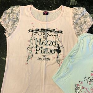 未使用 おまけTシャツ付き mezzo piano メゾピアノ クリスタル ピンク アイスミント Tシャツ L 160計2枚 