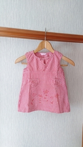  beautiful goods * red silver chewing gum check . flower embroidery .. One-piece 90