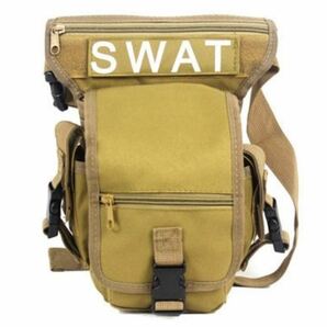 多機能ミリタリー レッグバッグ カーキ 軍用 SWAT 特殊部隊 収納多数 頑丈 2WAY 釣り 海 アウトドア 登山 即納 格安