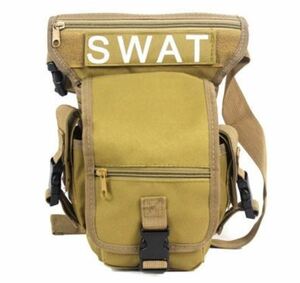 多機能ミリタリー レッグバッグ カーキ 軍用 SWAT 特殊部隊 収納多数 頑丈 2WAY 釣り 海 アウトドア 登山 即納 格安