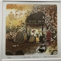 ★上砂理佳 銅版画 エッチング 2点 額付 「Little Post House」「夢鳥の帰る庭」★_画像3