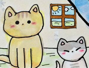 Art hand Auction 손으로 그린 그림, 창의적인, 고양이와 물고기, A5, 만화, 애니메이션 상품, 손으로 그린 그림