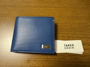 【新品未使用】タケオキクチ　二つ折り財布 ブルー 財布 本革　