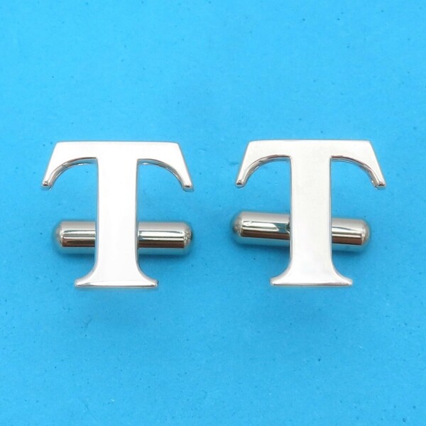 【送料無料】 美品 Tiffany&Co. ティファニー T ロゴ シルバー カフス リンクス SILVER メンズ スーツ アルファベット イニシャル RPH7