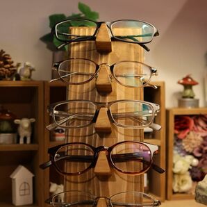 メガネ ラック スタンド 置き ホルダー 木製 アンティーク風 ビンテージ 男前 眼鏡 サングラス 収納 ケース 13pine