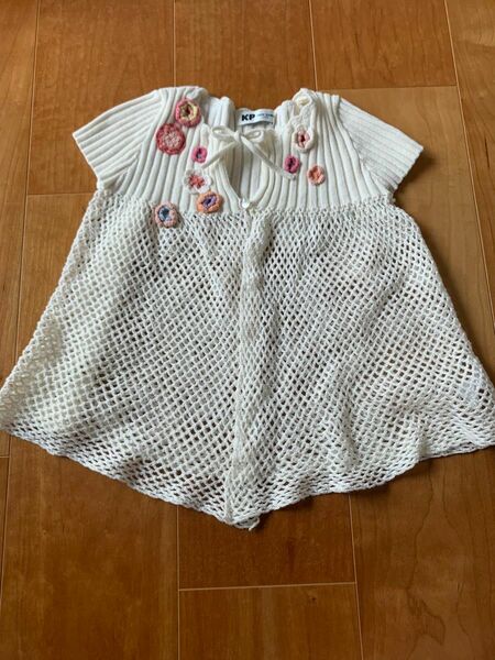 カットソー 半袖 刺繍 ホワイト　カーディガン　kids stuff 110 子供服