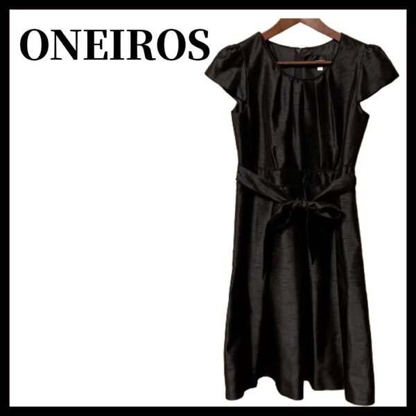 美品 ONEIROS オネイロス ワンピース 半袖 ブラック フレンチスリーブ