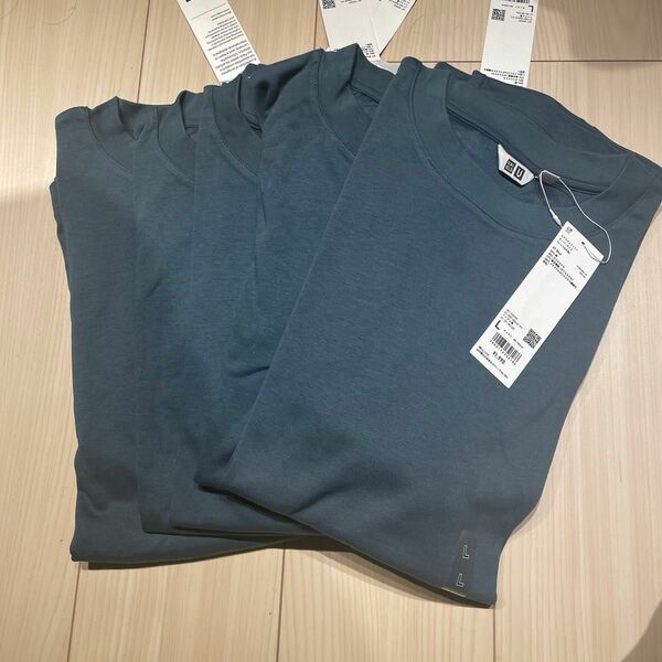 【新品未使用】ユニクロ　エアリズムコットンオーバーサイズTシャツ(5分袖) Lサイズ　5点セット