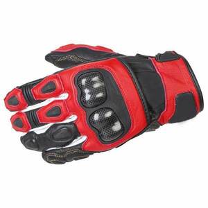 * postage 198 jpy *... cow leather bike glove * protect * Short red 02M certainly . leather quality 