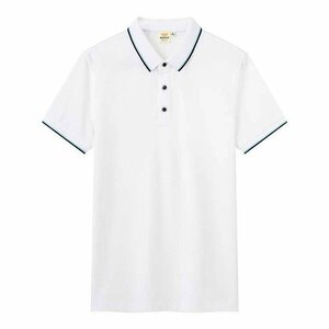 3XL ホワイト ポロシャツ メンズ ユニセックス レディース 半袖 ライン入り ゴルフ かわいい おしゃれ 綿 100％ 男女兼用 涼しい