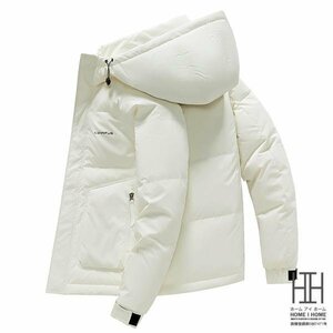 L ホワイト ダウンジャケット ダウンコート メンズ おしゃれ 大きい 白き ワンポイント 軽量 防寒