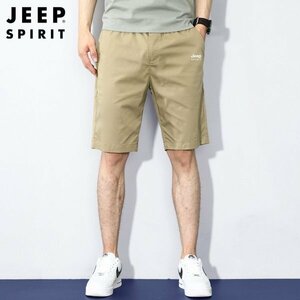 29 カーキ ショートパンツ メンズ ハーフパンツ 薄手 速乾 ストレッチ シンプル 定番 カジュアルパンツ 夏 ワンポイント JEEP SPIRIT