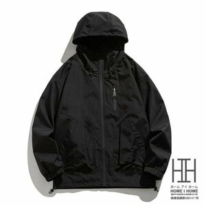 M ブラック マウンテンパーカー メンズ 登山服 フード付き 防風 ワーク 作業 おしゃれ ライトアウター パーカー 大きい 秋服