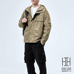 4XL カーキ メンズ マウンテンパーカー 登山服 大きい カジュアル ウィンドブレーカー ブルゾン メンズジャケット アウター