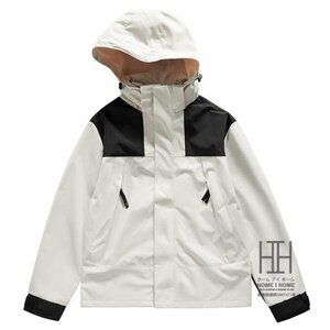 M ホワイト マウンテンパーカー メンズ レディース 登山服 防風 撥水 フード脱着可 迷彩 大きいサイズ