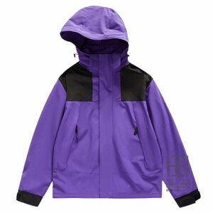 M パープル マウンテンパーカー メンズ レディース 登山服 防風 撥水 フード脱着可 迷彩 大きいサイズ