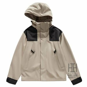 M カーキ マウンテンパーカー メンズ レディース 登山服 防風 撥水 フード脱着可 迷彩 大きいサイズ