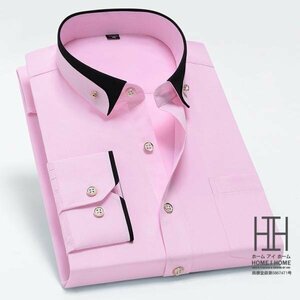 41/XL ピンク シャツ メンズ メンズシャツ 長袖シャツ ワイシャツ カジュアルシャツ ビジネス 形態安定加工