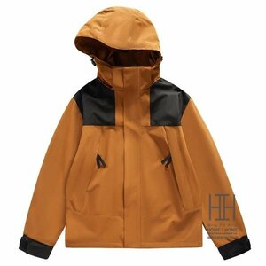 M ブラウン マウンテンパーカー メンズ レディース 登山服 防風 撥水 フード脱着可 迷彩 大きいサイズ