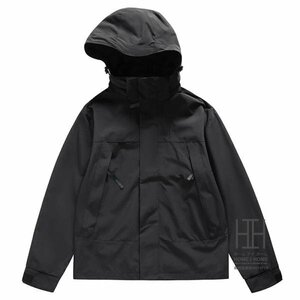 M ブラック マウンテンパーカー メンズ レディース 登山服 防風 撥水 フード脱着可 迷彩 大きいサイズ