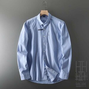 2XL ブルー シャツ メンズ メンズシャツ メンズ 長袖シャツ シャツ 柄シャツ ワイシャツ メンズ