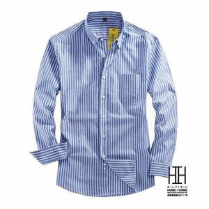 L 2002ブルー シャツ メンズ メンズシャツ メンズ 長袖シャツ ボタンダウンシャツ 春服 オックスフォードシャツ メンズ服