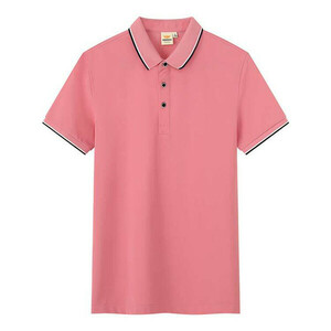 XL ピンク ポロシャツ メンズ ユニセックス レディース 半袖 ライン入り ゴルフ かわいい おしゃれ 綿 100％ 男女兼用 涼しい