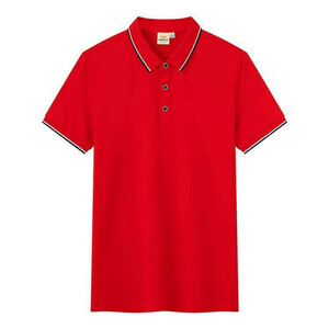 4XL レッド ポロシャツ メンズ ユニセックス レディース 半袖 ライン入り ゴルフ かわいい おしゃれ 綿 100％ 男女兼用 涼しい