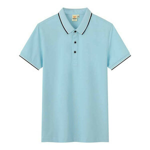 4XL 水色 ポロシャツ メンズ ユニセックス レディース 半袖 ライン入り ゴルフ かわいい おしゃれ 綿 100％ 男女兼用 涼しい