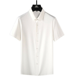 XL ホワイト 父の日 ワイシャツ ドレスシャツ メンズ 半袖 無地 ストレッチ 滑らかい 柔らかい ノーアイロン 上質 ビジネス