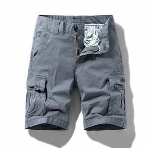 28 light gray cargo shorts men's switch relax work pants shorts big pocket military handsome 