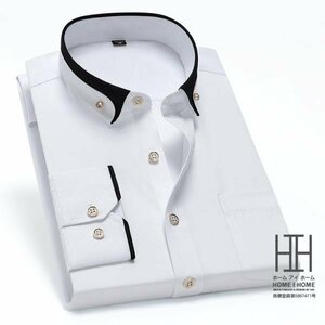 41/XL ホワイト シャツ メンズ メンズシャツ 長袖シャツ ワイシャツ カジュアルシャツ ビジネス 形態安定加工