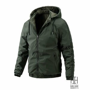2XL ミリタリーグリーン 中綿ジャケット メンズ 中綿コート メンズ アウター フード リバーシブル仕様 大きい 冬服 防風 アウトドア