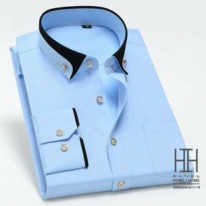 43/3XL ライトブルー シャツ メンズ メンズシャツ 長袖シャツ ワイシャツ カジュアルシャツ ビジネス 形態安定加工
