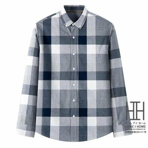 XL 2306 メンズシャツ 長袖シャツ オックスフォードシャツ チェックシャツ ボタンダウンシャツ 柄シャツ 春服 秋服