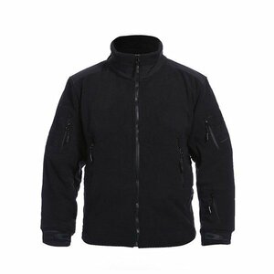 XL ブラック ジャケット メンズ フリースジャケット パーカー ハイネック ミリタリー系 ブルゾン 裏起毛 防寒