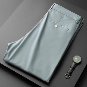 W32 グレー 裾上げ済 スラックス 大きいサイズ メンズ スリム ビジネスパンツ ストレッチ 美脚 家庭洗濯可 紳士 カジュアル